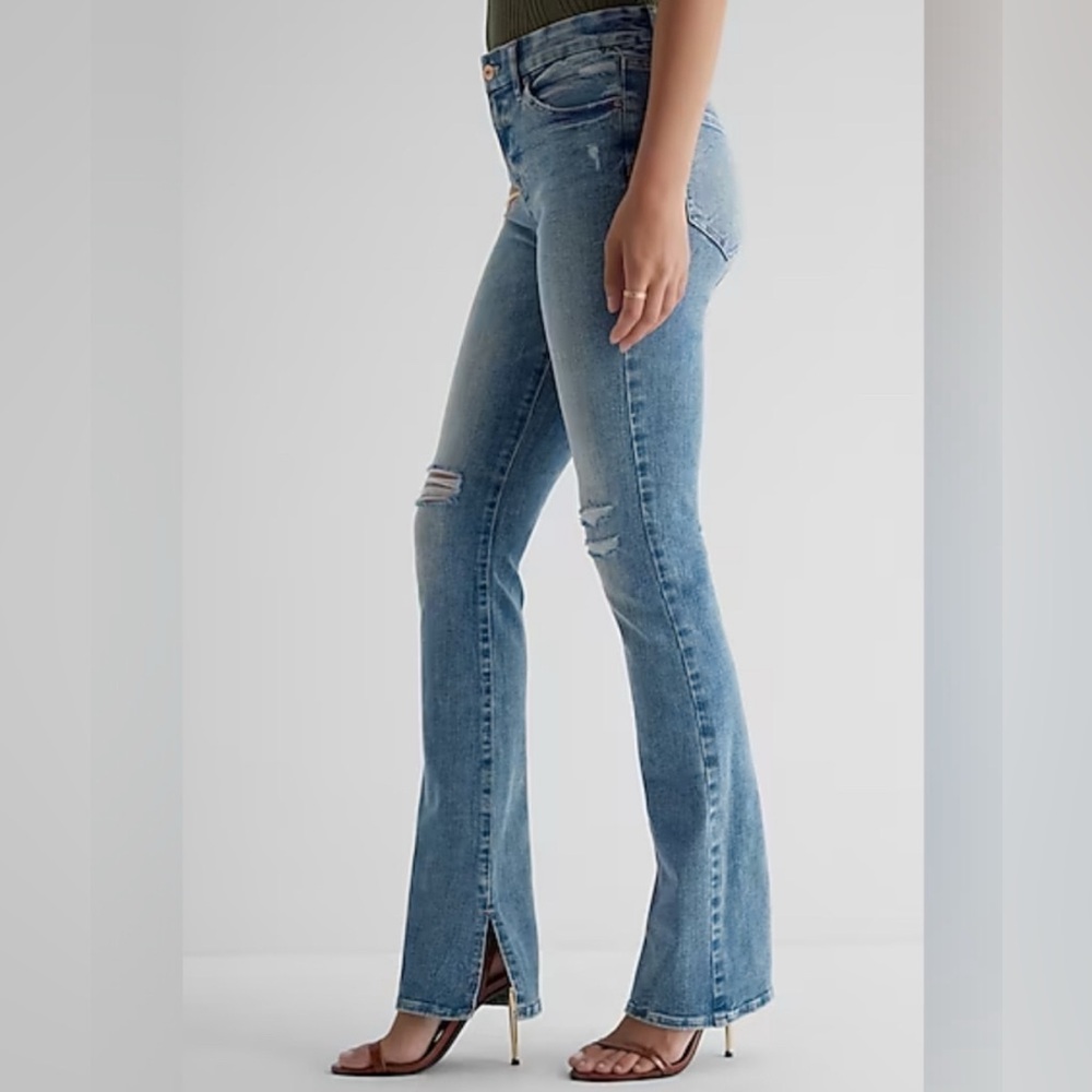 Express High Rise Light Blue Jeans - Picture 2 of 5